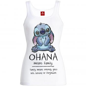 Lilo & Stitch Ohana Means Family Mujer Top Blanco XL 100% algodón Regular