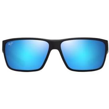 Maui Jim B661 Polarized Sunglasses - Matte Black with Blue Mirror Lenses, 62mm Size for Men and Women