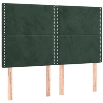 Cabecero con luces LED terciopelo verde oscuro 144x5x118/128 cm