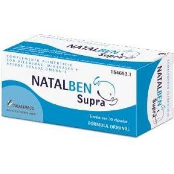 Natalben Supra 30 Cápsulas Suplemento Prenatal con Ácido Fólico y Vitaminas