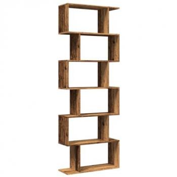 Librería divisora 6 niveles madera envejecida 70x24x193 cm Marrón
