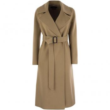 Weekend Max Mara Women's Manu Long Wool Robe Coat in Beige | Size 40 | 2425016041600