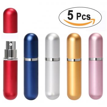 Aookey Botellas de Atomizador de Perfume, 5pcs Mini Perfume Recargable de Perfume Perfume de Afeitado con Atomizador Botella de Spray Vacía con Llenador de Embudo de 2