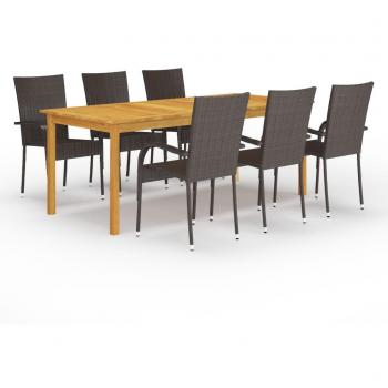 vidaXL 7 Piece Garden Dining Set Brown
