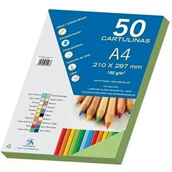Dohe 30100 - Pack de 50 cartulinas, A4, color verde mondego