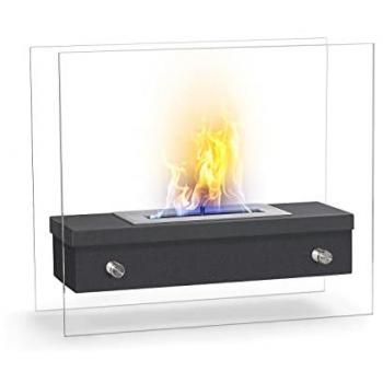 Chimenea de Mesa de Bioetanol Cleopatra con Quemador de 1,5L - Acero Inoxidable y Vidrio Templado (47x40cm)