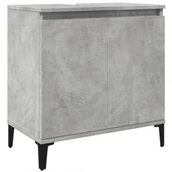 Armario de lavabo madera contrachapada gris hormigón 58x33x60cm, Mueble de Lavabo de baño, tocador de baño, Mueble de baño