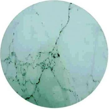vidaXL Table Top White Ø50x0.8 cm Tempered Glass with Marble Design