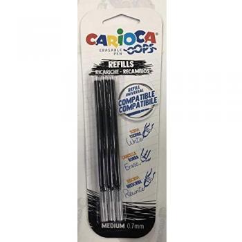 Carioca Recambios Bolígrafo Borrable Oops Negro - 3 Uds, 43041/01