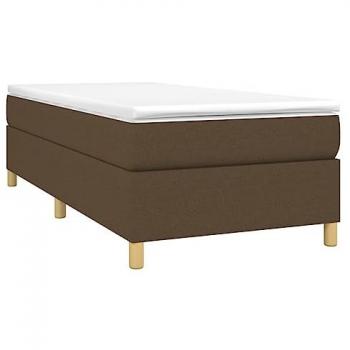 Cama box spring con colchón de tela marrón oscuro 80x200 cm