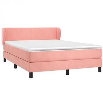 Cama box spring con colchón terciopelo rosa 140x190 cm