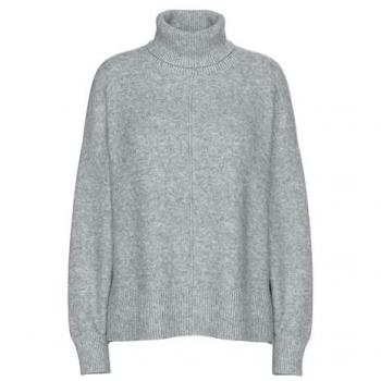 Pieces Malou Women's Turtleneck Sweater - Light Grey - Size L