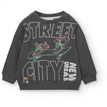 Sudadera de niño Boboli con estampado frontal, cuello redondo y tejido Fleece
