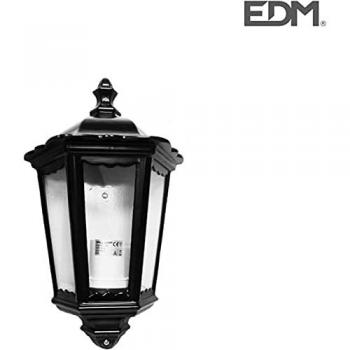 Aplique de aluminio y cristal para pared ip44 e27 100w color negro 25x12x43cm modelo milan edm