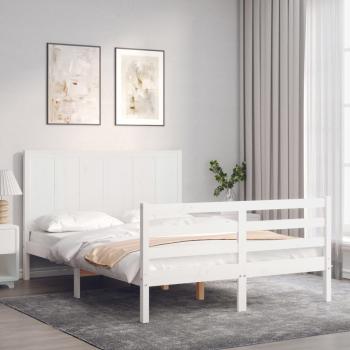 Cabecero de cama de madera maciza blanco 140x190 cm