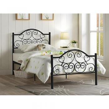 Cama Leyna 90 x 190 cm de metal negro con colchón