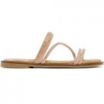 Sandalias planas de mujer de piel con tiras