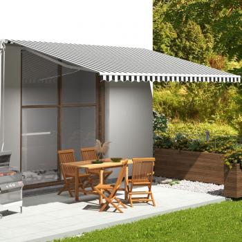 Toldo de reposición Day and Night 5x3,5 m en color gris antracita y blanco con protección UV para terraza, patio exterior y jardín