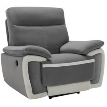 Sillón relax eléctrico de terciopelo Metti - Gris con bandas crudo