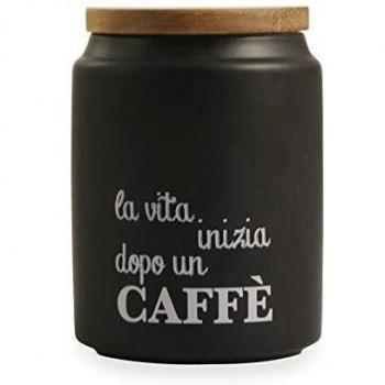 Villa d'Este Home Tivoli Bote Redondo para Café de Gres y Bambú Transparente, 11x15 cm