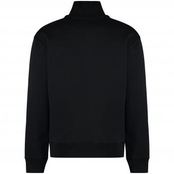 Maison Kitsuné Men's Black Cotton Crew-Neck Half-Zip Sweatshirt - Size XL