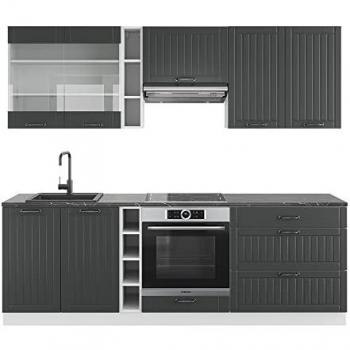 Mueble de cocina Fame-Line 235 cm Antracita Casa de Campo/Blanco sin encimera Vicco