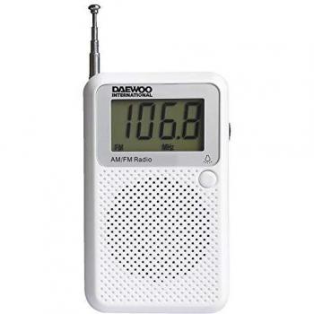Daewoo Radio Digital DRP-115 | Radio de Bolsillo Am/FM | Sintonización Digital | Transistor con Pantalla LCD | Color Blanco