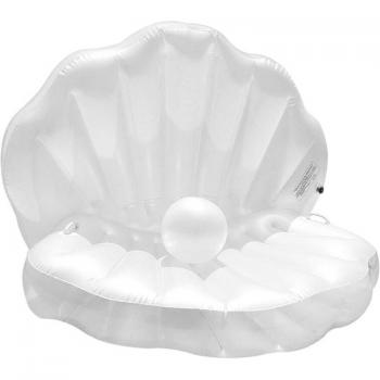 Flotador con forma de concha y perla, ideal para relajarse en la piscina