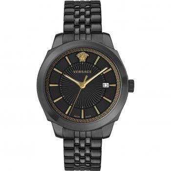 Versace Classic Black Stainless Steel Watch for Men, Size: ONE SIZE