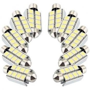 TOOGOO(R) 10 x Bombillas 8 LED SMD 5050 CANBUS blanca para coche carros luz festoon dome