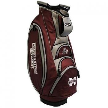 Team Golf NCAA Mississippi State Bulldogs Victory Golf Cart Bag, 10-way Top with Integrated Dual Handle & External Putter Well, Cooler Pocket, Padded Strap, Umbrella Holder & Removable Rain Hood