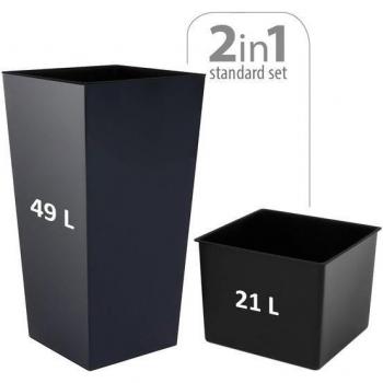 Maceta alta Urbi 49 litros, de plástico, 32,5 x 32,5 x 61 cm antracita Wellhome