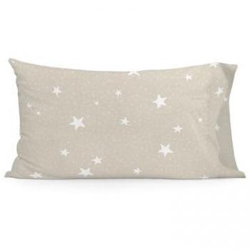 Funda de Almohada Básica para Niños Estrella Feliz 50x75 cm 100% Algodón Calidad 150 Beige