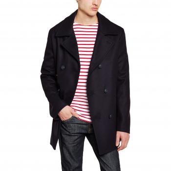 Armor Lux Men's 3706 Reefer Long Sleeve Coat, Blue