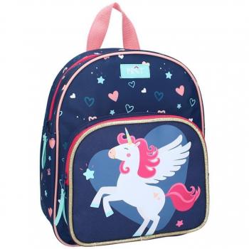Mochila infantil Unicornio Fantasy con diseño de corazones y estrellas