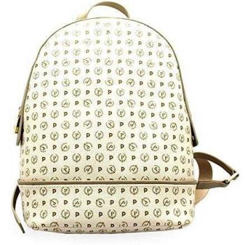 Mochila Pollini Heritage Mujer con Cierre y Estampado en Color Marfil Beige