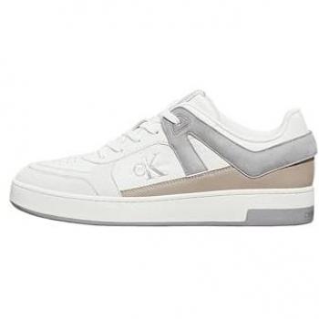 Calvin Klein Men's Écru Multicolor Leather Sneakers Size 9 US