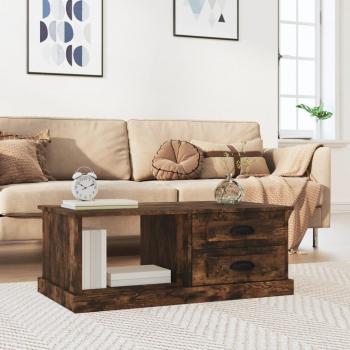 Mesa de centro madera contrachapada 90x50x35 cm Blanco, Negro, Blanco brillante y Marrón roble ahumado - VidaXL Mesita de Salón o Comedor o Auxiliar Mesa de Café