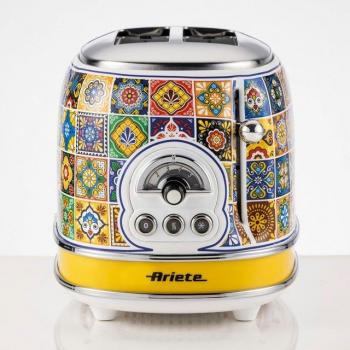 Tostador Ariete Positano 155, Vintage, 2 rebanadas, 810W, 6 niveles de dorado, expulsión automática y función de descongelación