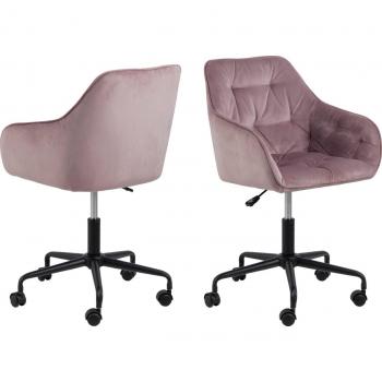 Silla de oficina Brooke Vic Rosa con reposabrazos y ruedas, 89x59x59cm, mecanismo económico