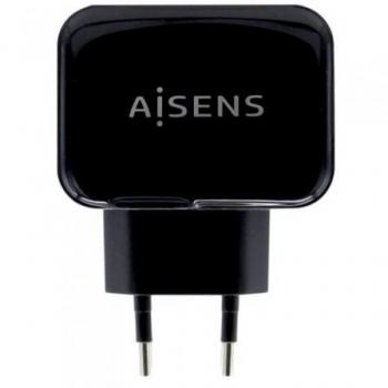 Aisens Cargador de Pared 17W 5V/3.4A, 2xUSB con Control AI, Negro A110-0440