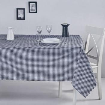 Mantel de Algodón 170x170 cm Negro y Blanco con Fácil Limpieza