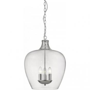 Lámpara colgante Nell Chrome de 3 bombillas, diámetro de 50 cm, cúpula cromada