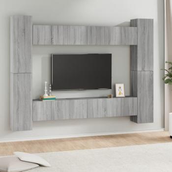 Set de Muebles para TV 10 Pzas Gris Sonoma Madera Contrachapada