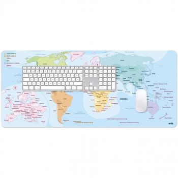Alfombrilla de Ratón Gaming XXL Erik - Diseño Mapa del Mundo 2, Tamaño Grande (80cm x 35cm x 4mm)