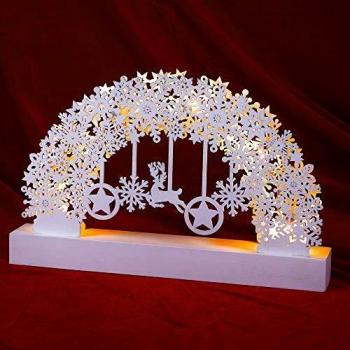 Arco de Velas LED de Madera con Copos de Nieve - Decoración Navideña a Batería con Temporizador