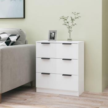 Aparador de madera contrachapada blanco brillante 60x30x70 cm - Mueble de Almacenaje de Salón, Buffet para salón Moderno, Armario Auxiliar, Armario de Almacenamiento