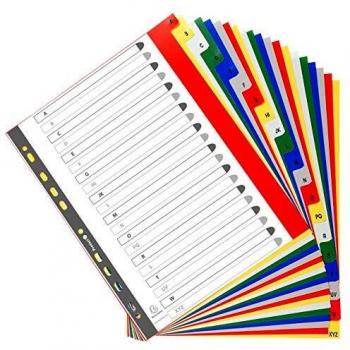 Intercaladores A-Z de Polipropileno 20 posiciones A4+ colores variados