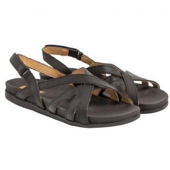 Sandalias Planas de Piel para Mujer El Naturalista N5653 Zumaia en Negro con Velcro - Talla 42