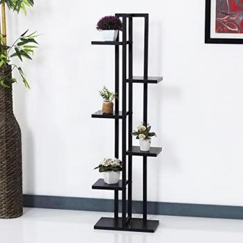 Soporte para Plantas Tohmajärvi 5 Niveles Metal/Aglomerado 120 x 34 x 21 cm Mármol Negro
